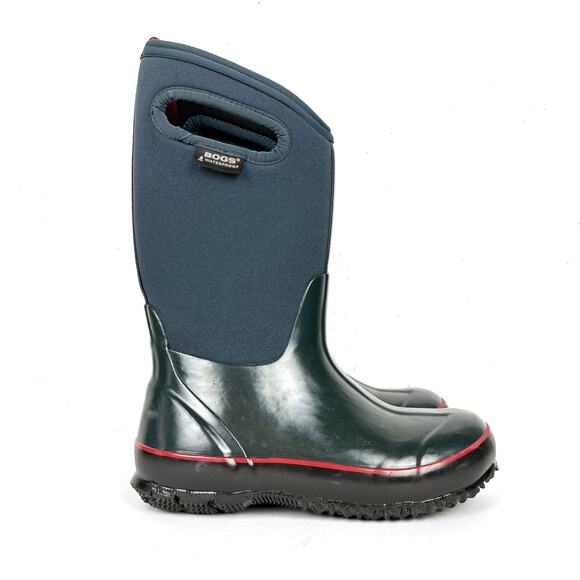 Bogs Kid Classic Solid Boots Mid Calf Waterproof Blue Green Fabric Upper 2 Youth - Picture 1 of 9